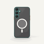 Samsung Galaxy - Shockproof Armor case in dark gray matte finish with teal edges, triple camera cutouts and white magnetic ring