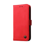 Samsung Galaxy - Stylish Leather Look flip wallet case in red leather-look material with stitched edges, magnetic clasp and earpiece cutouts