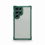 Samsung Galaxy - Transparent Shockproof Case with a clear back, dark green reinforced corners and a raised camera guard
