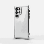 Samsung Galaxy - Transparent Shockproof Case with a clear hard shell, silver reinforced edges and raised camera protection