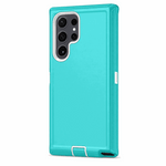 Samsung Galaxy phone case in turquoise with a smooth back, raised camera bezel, reinforced corners and a built-in kickstand