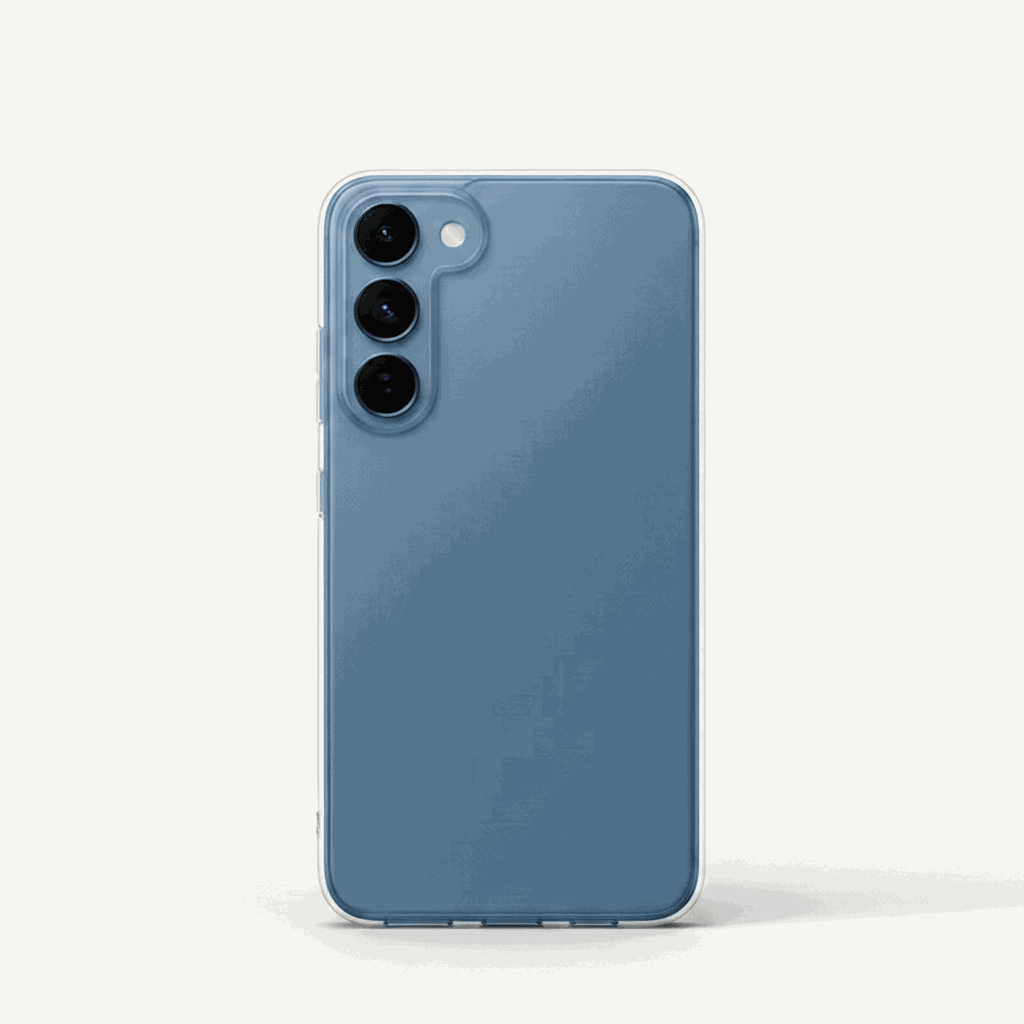 Samsung Galaxy - Ultra Thin silicone phone case in muted blue with a smooth matte finish and raised triple-camera edges