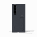 Samsung Galaxy Z Fold phone case in matte black with triple camera cutouts, a vertical foldable bracket and Samsung branding