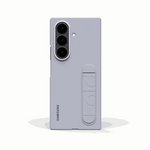 Samsung Galaxy Z Fold case in light lavender with smooth matte finish, triple camera cutout and slim foldable kickstand