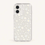 Xiaomi Expressive Fun Art Case in clear flexible material, decorated with white daisies and delicate botanical outlines