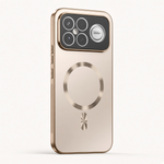 Xiaomi Frosted Magnetic Phone Case in champagne gold with a matte back, raised camera surround and circular magnetic ring