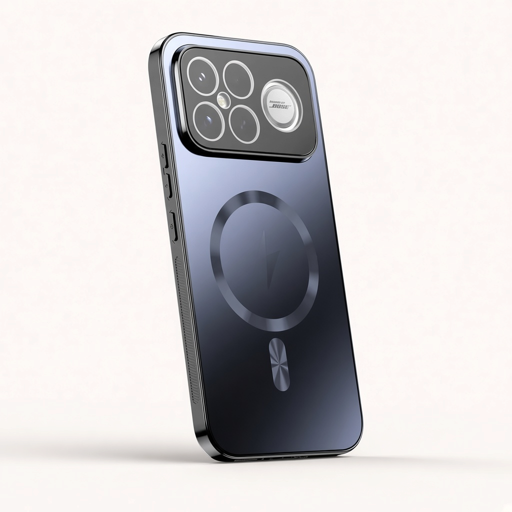 Xiaomi Frosted Magnetic Phone Case in dark navy with a frosted back, magnetic ring and raised camera protection