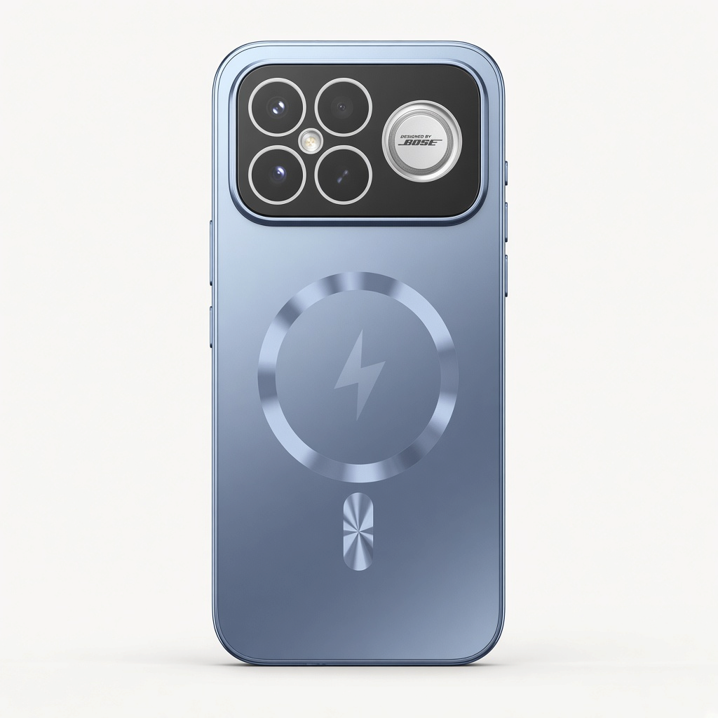 Xiaomi Frosted Magnetic Phone Case in light blue with a frosted finish, circular magnetic ring and raised camera protection