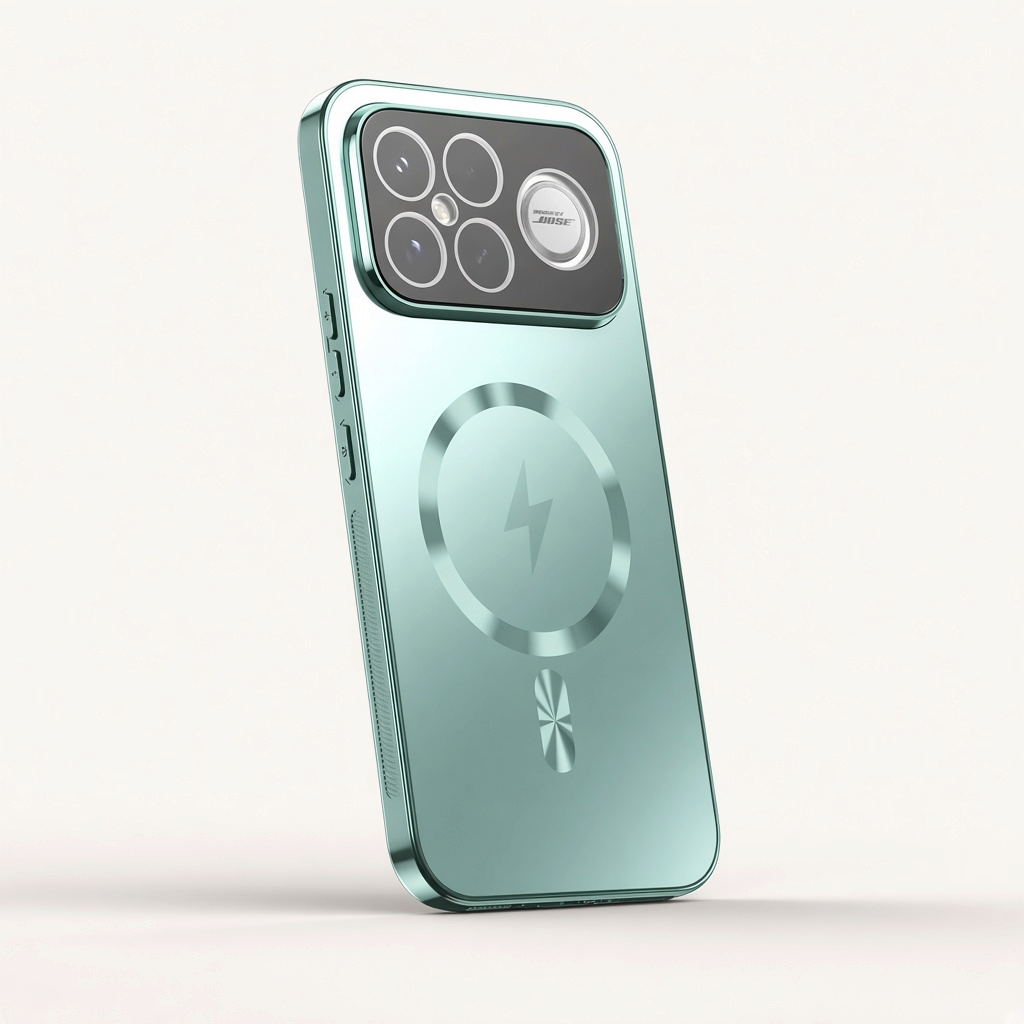 Xiaomi Frosted Magnetic Phone Case in pale aqua with a frosted back, circular magnetic ring and raised camera guard