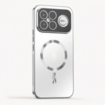 Xiaomi Frosted Magnetic Phone Case in silver-white with a frosted back, raised camera surround and circular magnetic ring
