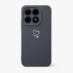 Xiaomi Fun Art Soft Silicone Case in charcoal grey with a smooth finish and a small white heart line-art graphic
