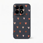Xiaomi Fun Art Soft Silicone Case in charcoal with scattered pink and rust heart motifs and a raised camera surround