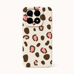 Xiaomi Fun Art Soft Silicone Case in cream with dark brown spots and pink abstract accents around a raised camera cutout