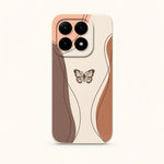Xiaomi Fun Art Soft Silicone Case in cream, peach and brown with flowing abstract lines and a central butterfly motif
