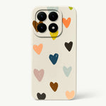 Xiaomi Fun Art Soft Silicone Case in cream with colorful scattered heart prints and a raised camera cutout