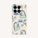 Xiaomi Fun Art Soft Silicone Case in cream with pastel blue cartoon dinosaur and pink-accented line-art motifs