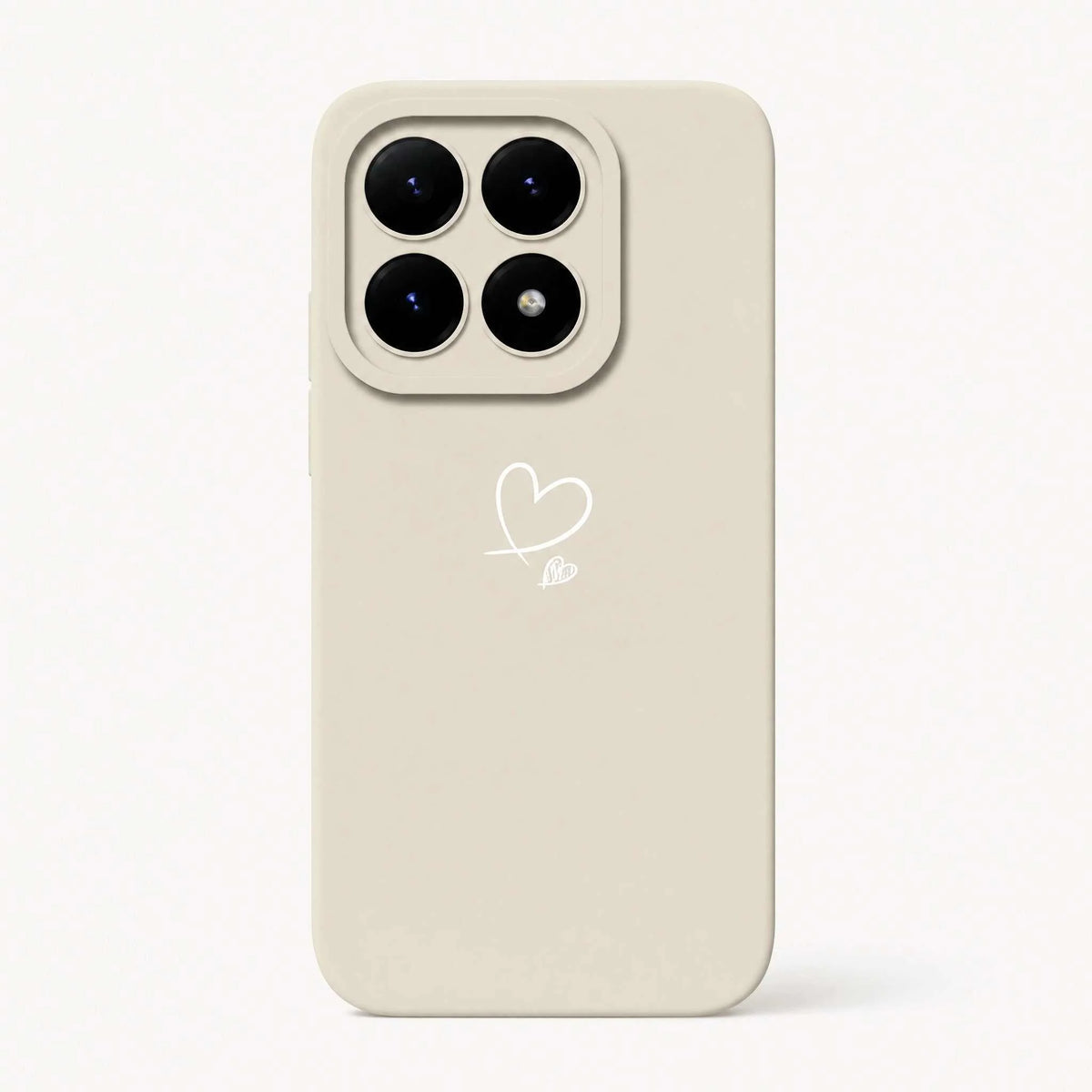 Xiaomi Fun Art Soft Silicone Case in cream with a smooth matte finish and a small white outline heart design