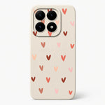Xiaomi Fun Art Soft Silicone Case in cream with scattered red and pink hand-drawn hearts and a raised camera cutout