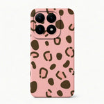 Xiaomi Fun Art Soft Silicone Case in pink with dark brown abstract spots and playful curved line motifs