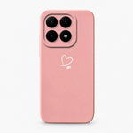 Xiaomi Fun Art Soft Silicone Case in pink with a smooth finish and a small white heart line-art design
