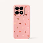 Xiaomi Fun Art Soft Silicone Case in pink with a smooth finish and scattered multicolour heart motifs