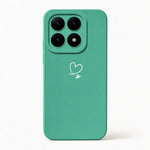 Xiaomi Fun Art Soft Silicone Case in teal with a smooth finish, raised camera surround and small white heart design