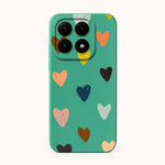 Xiaomi Fun Art Soft Silicone Case in turquoise with colorful scattered heart motifs and a raised camera cutout