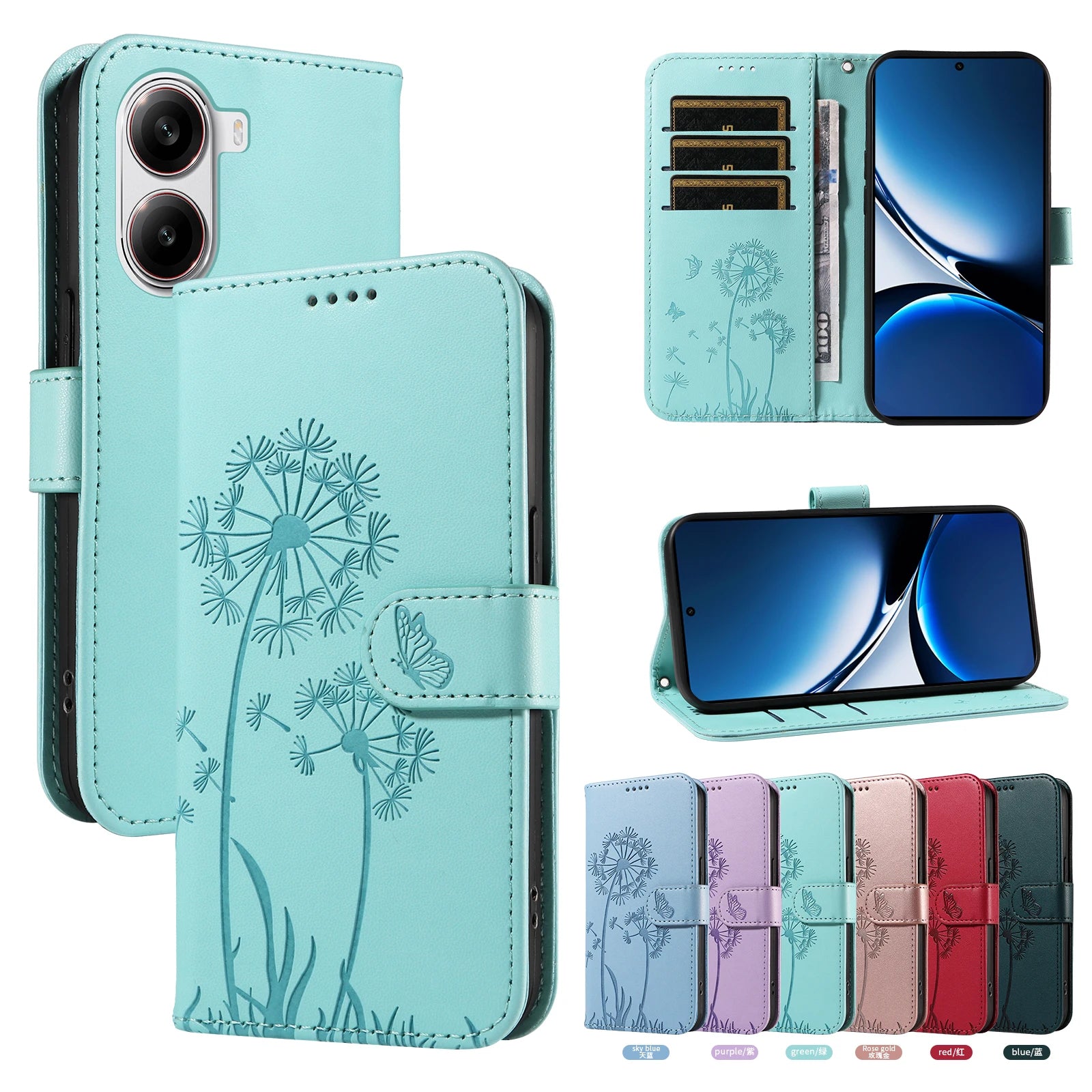 Xiaomi - Leather Look Flip Wallet Case Embossed