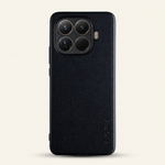Xiaomi Leather Look Phone Case in black with a fine woven texture, raised camera surround and slim protective edges
