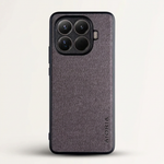 Xiaomi Leather Look Phone Case in dark grey with a fine woven-texture back, black bumper and raised camera surround