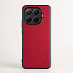 Xiaomi Leather Look Phone Case in red with fine woven-texture back, black protective bumper and raised camera surround
