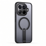 Xiaomi Magnetic Holder Phone Case in grey with a textured patterned back, black magnetic ring and integrated kickstand