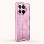 Xiaomi Magnetic Holder Phone Case in pink with a raised textured pattern, magnetic ring and fold-out kickstand