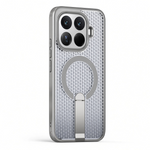 Xiaomi Magnetic Holder Phone Case in silver-grey with a textured patterned back, magnetic ring and built-in folding stand
