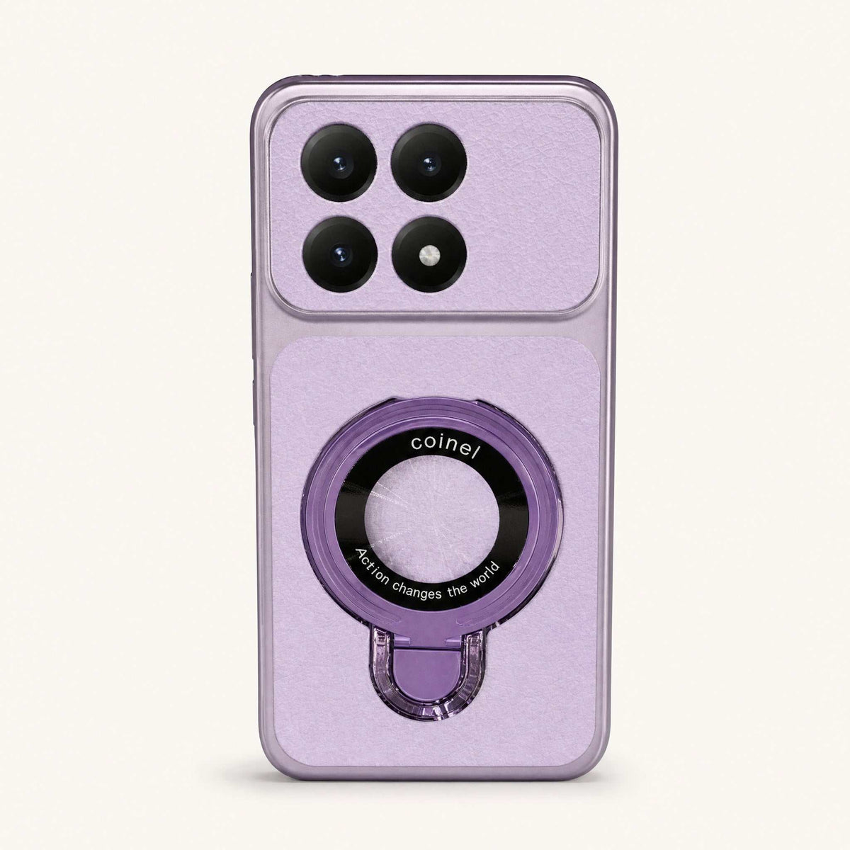 Xiaomi Magnetic Kickstand phone case in lilac with a frosted textured finish and a circular magnetic ring stand