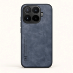 Xiaomi Magnetic Leather Look phone case in dark gray with a textured leather-like finish, raised camera surround and bumper edges