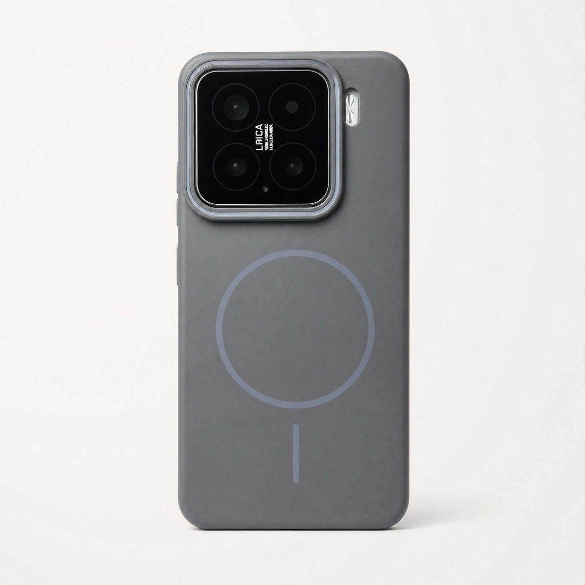 Xiaomi Magnetic Phone Case in dark grey with smooth finish, raised camera surround and circular magnetic ring on the back