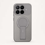 Xiaomi Magnetic Phone Case in grey with diagonal textured grooves, circular magnetic ring and built-in rear kickstand