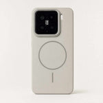 Xiaomi Magnetic Phone Case in light grey with a smooth matte finish, large magnetic ring and raised camera surround