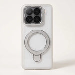 Xiaomi Magnetic Pivot Stand clear phone case with a transparent back, flexible bumper and silver circular ring stand