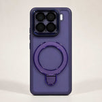 Xiaomi Magnetic Pivot Stand phone case in translucent purple with a raised circular ring stand and protective bumper