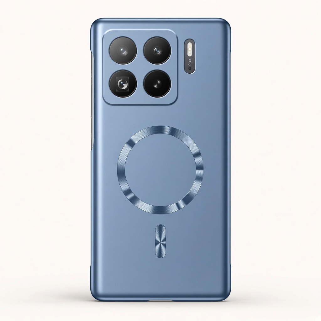 Xiaomi Magnetic Slim Phone Case in blue with a smooth matte finish, raised camera surround and circular magnetic ring
