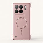 Xiaomi Magnetic Slim Phone Case in metallic rose pink, with a raised four-lens camera surround and circular magnetic ring