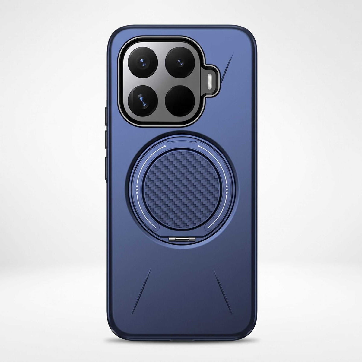 Xiaomi MagSafe Ring Stand phone case in blue with textured circular ring holder and raised four-lens camera guard