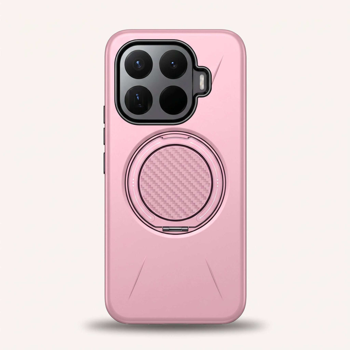 Phone case Xiaomi MagSafe Ring Stand in pink with a textured circular rotating ring and raised camera guards
