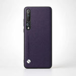 Xiaomi Mi 10 Luxury case in dark purple textured leather-look material with a slim profile and precise camera cutout