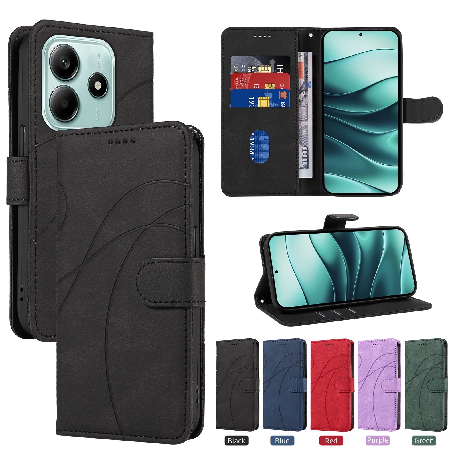 Xiaomi Redmi Note - Leather Look Flip Wallet Case