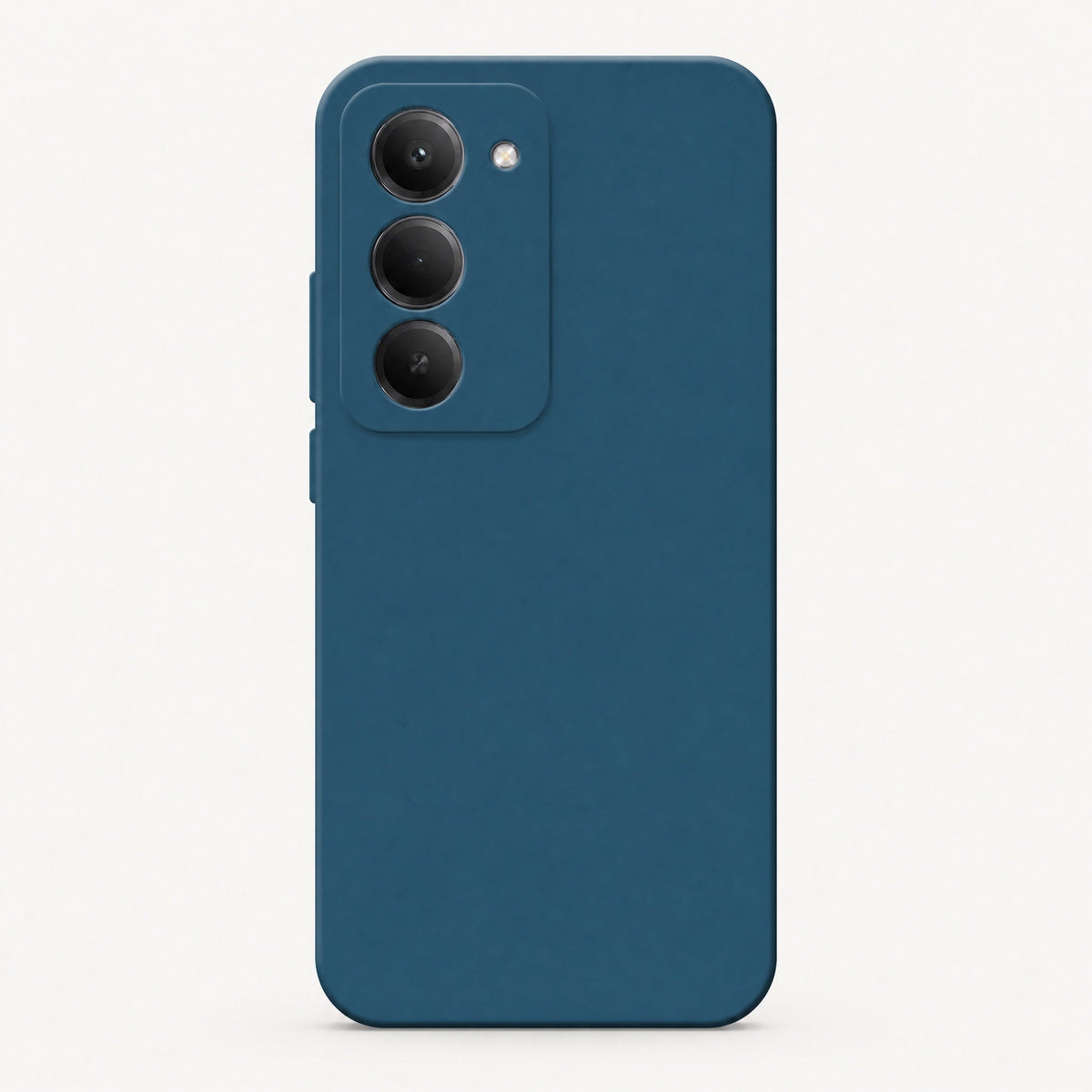 Xiaomi Redmi Shockproof case in matte blue silicone with a smooth solid-colour back and raised triple-camera edge