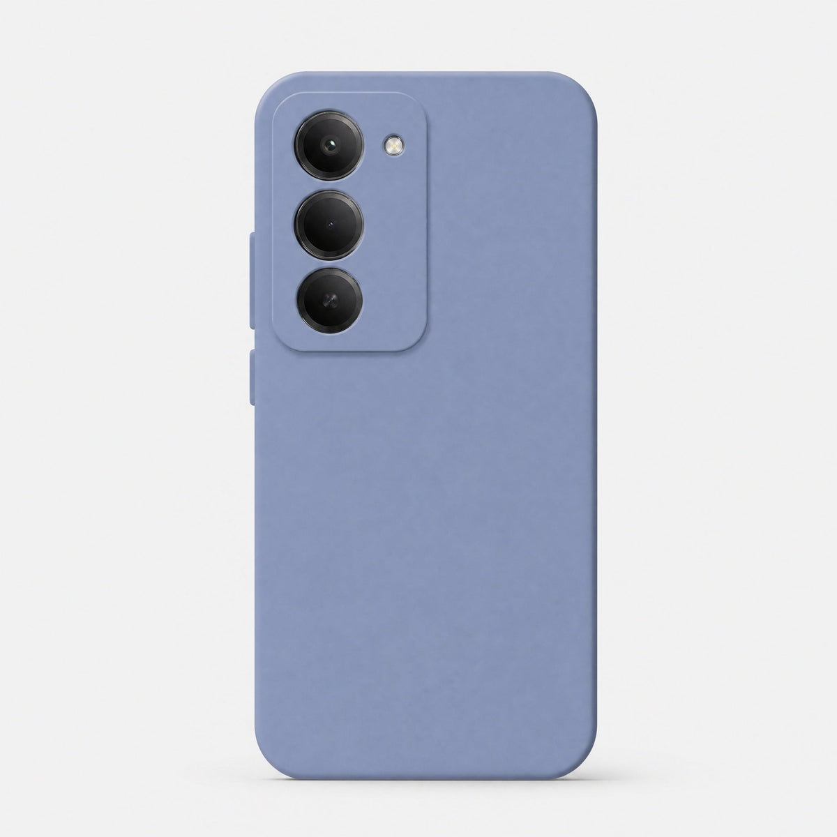 Xiaomi Redmi Shockproof case in lavender blue liquid silicone with a smooth matte finish and raised triple-camera surround