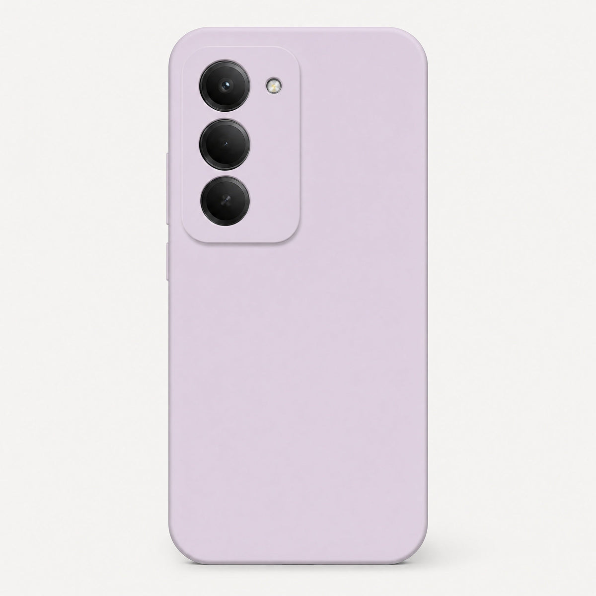Xiaomi Redmi Shockproof case in pale lavender silicone with a smooth matte finish and raised triple-camera surround